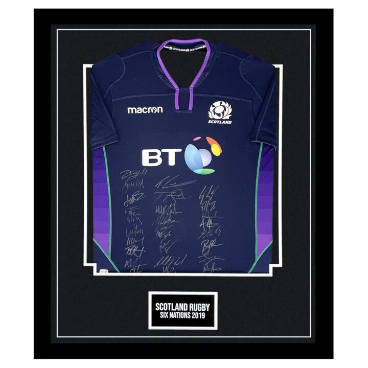 Signed Scotland Rugby Framed Shirt - Six Nations 2019 Squad