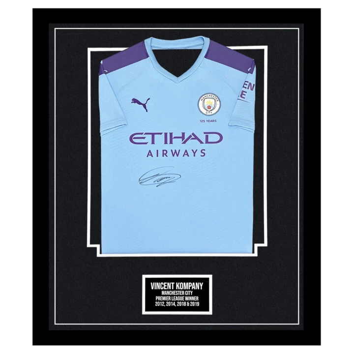 Signed Vincent Kompany Framed Shirt - 4 x Premier League Winner