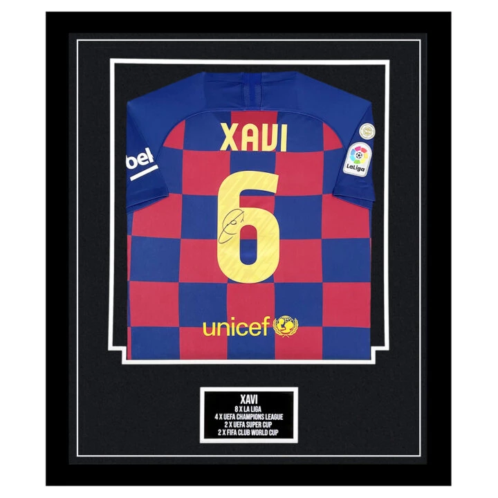 Signed Xavi Framed Shirt - FC Barcelona Honours