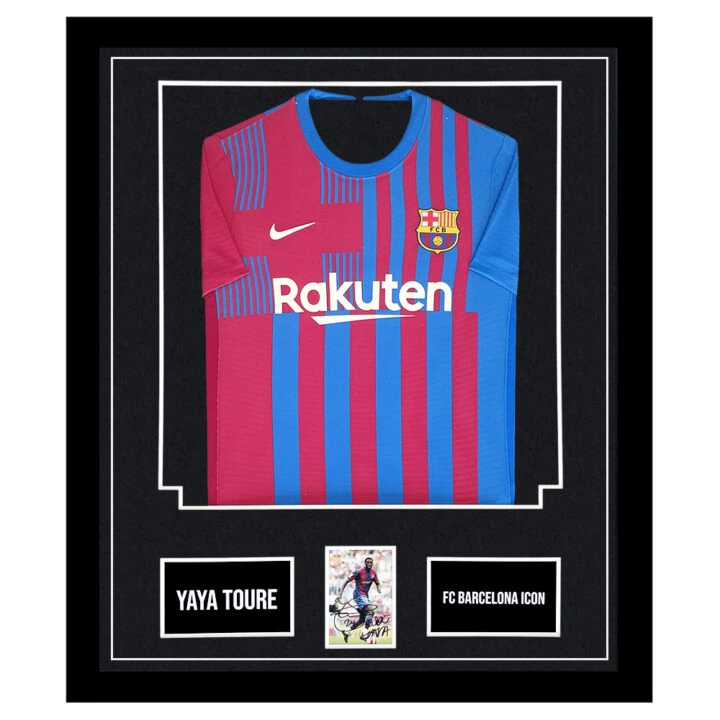 Signed Yaya Toure Framed Display Shirt- FC Barcelona Icon