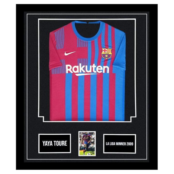 Signed Yaya Toure Framed Display Shirt- La Liga Winner 2009