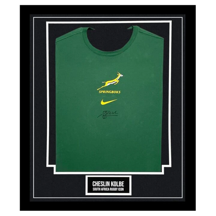 Cheslin Kolbe Signed Framed Shirt - South Africa Rugby Icon