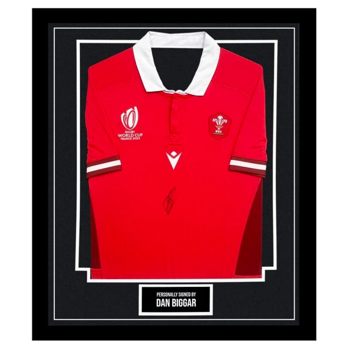 Framed Dan Biggar Signed Shirt - Wales Rugby Autograph