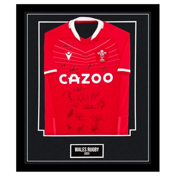 Framed Wales Rugby Signed Shirt - Squad Autograph 2023