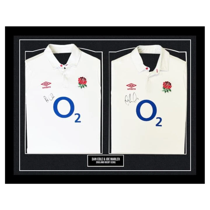 Signed Dan Cole & Joe Marler Framed Duo Shirts - England Rugby Icons