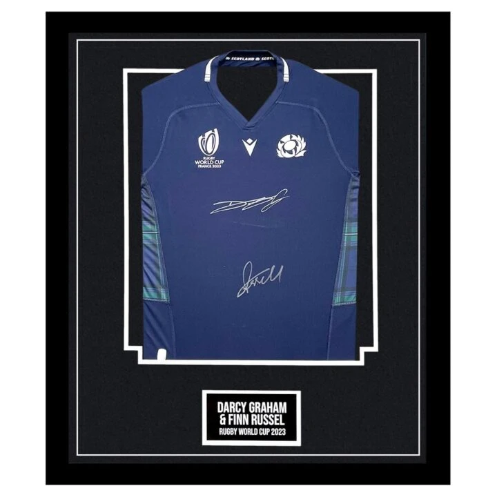 Signed Darcy Graham & Finn Russell Framed Shirt - Rugby World Cup 2023