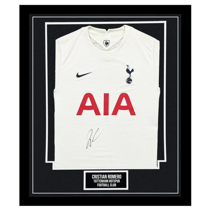 Cristian Romero Signed Framed Shirt - Tottenham Hotspur Icon