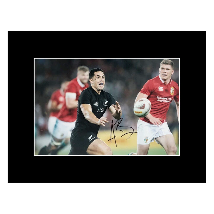 Signed Anton Lienert-Brown Photo Display 16x12 - All Blacks Rugby Icon