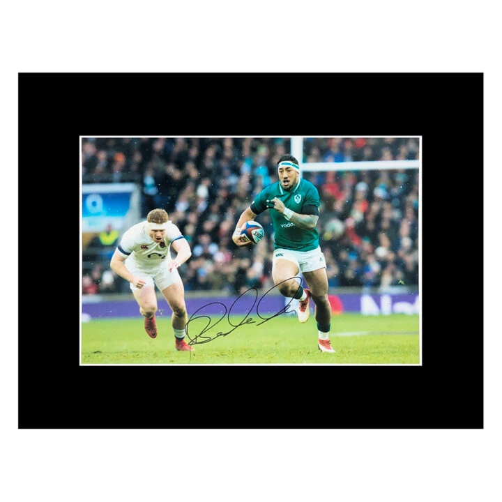 Signed Bundee Aki Photo Display 16x12 - Ireland Rugby Autograph