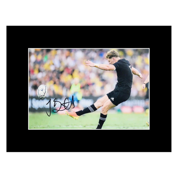 Signed Jordie Barrett Photo Display 16x12 - All Blacks Autograph