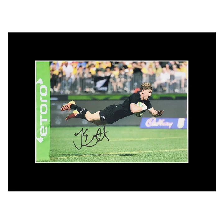 Signed Jordie Barrett Photo Display 16x12 - All Blacks Icon