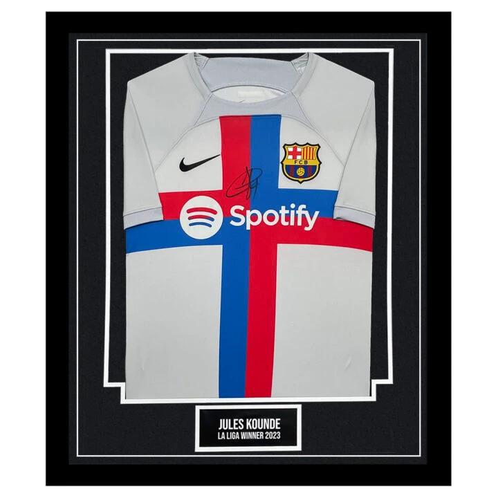 Signed Jules Kounde Framed Shirt - La Liga Winner 2023