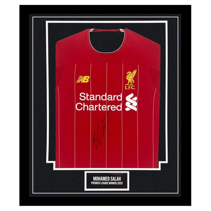 Signed Mohamed Salah Framed Shirt - Premier League Winner 2020