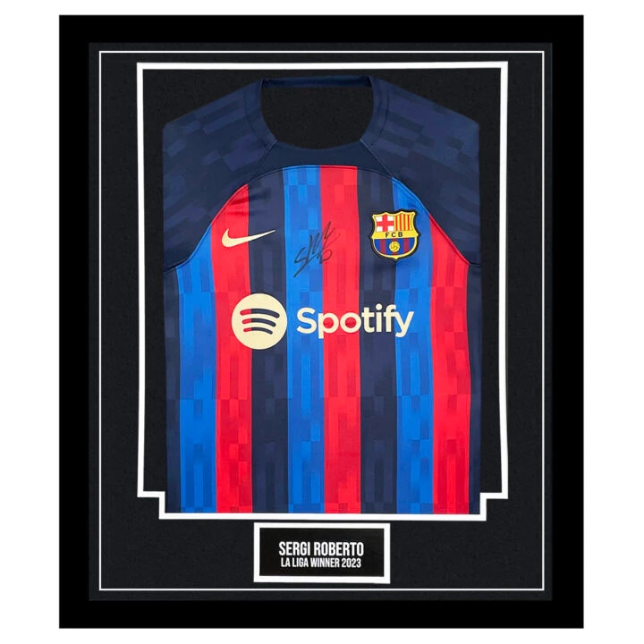 Signed Sergi Roberto Framed Shirt - La Liga Winner 2023