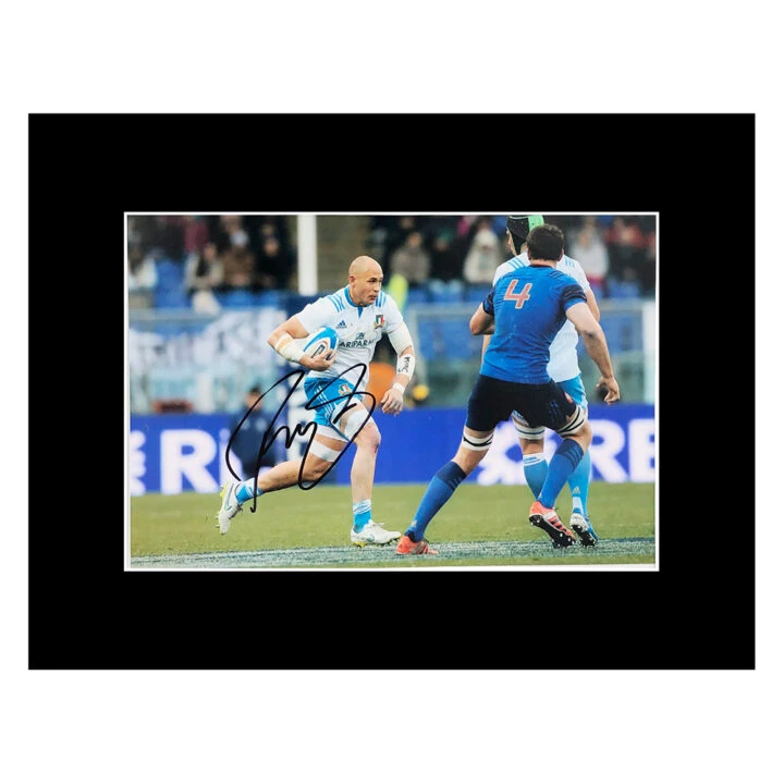 Signed Sergio Parisse Photo Display 16x12 - Italy Icon