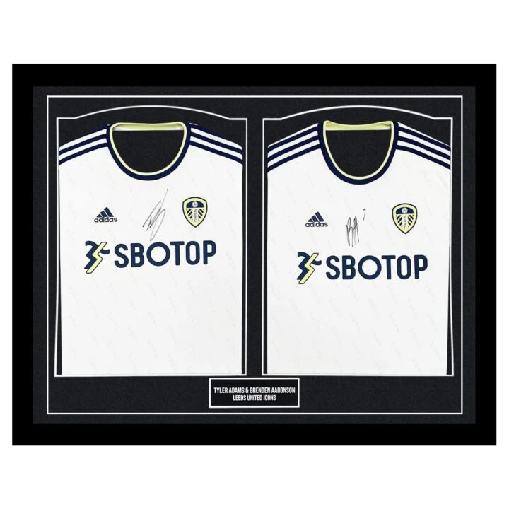 Signed Tyler Adams & Brenden Aaronson Framed Duo Shirts - Leeds United Icons