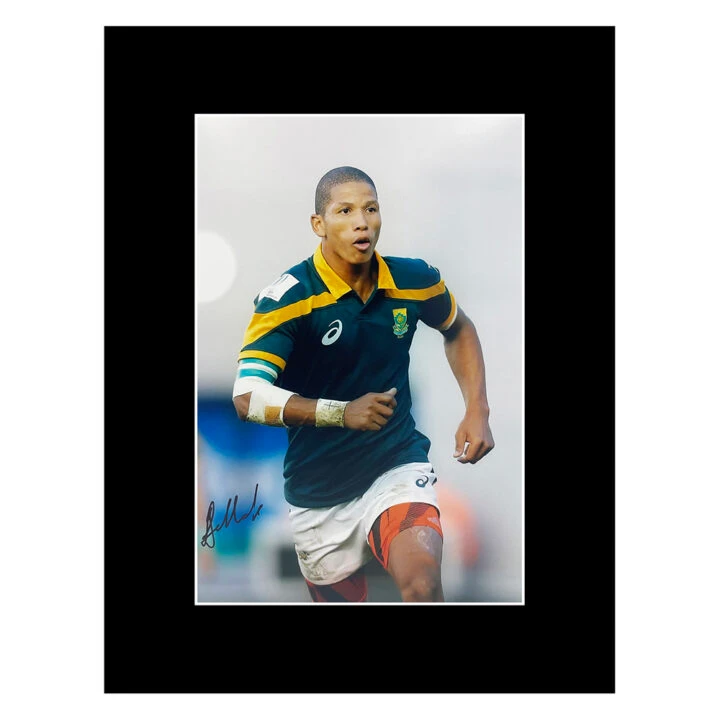 Mannie Libbok Signed Photo Display 16x12 - Springbok Icon