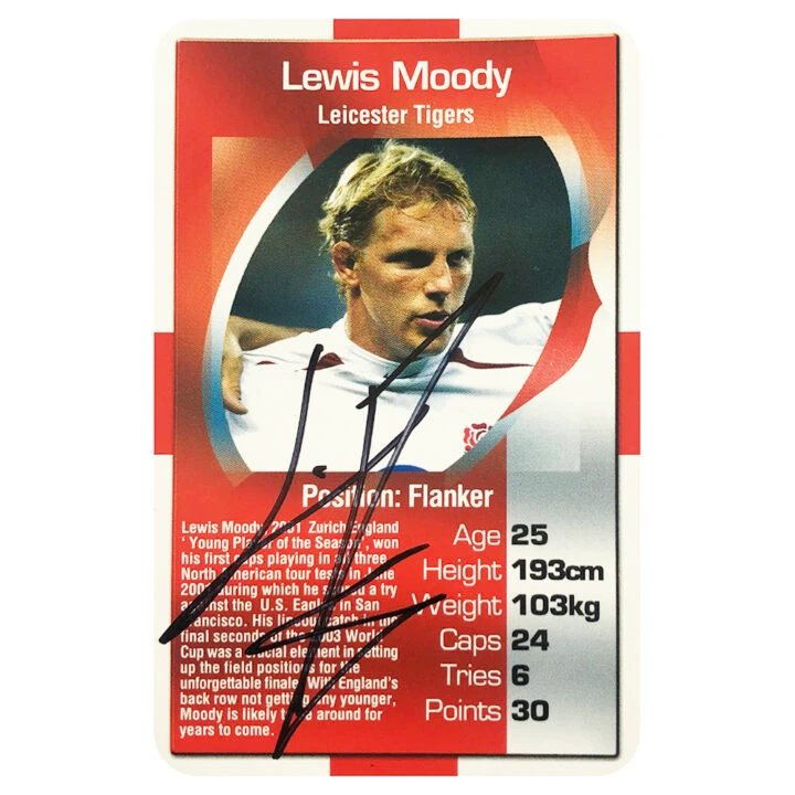 Lewis Moody Signed Trade Card - Rugby World Cup 2003