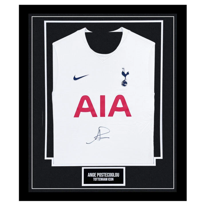 Signed Ange Postecoglou Framed Shirt - Tottenham Hotspur Icon