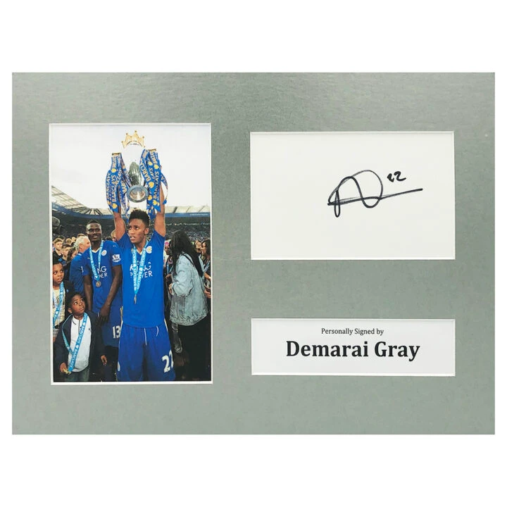 Signed Demarai Gray Photo Display - 12x8 Premier League Winner 2016