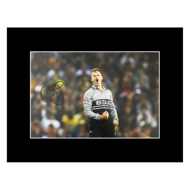 Autograph Lockie Ferguson Photo Display 16x12 - New Zealand Black Cap