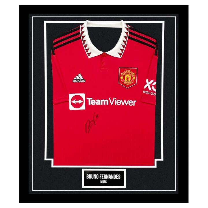 Signed Bruno Fernandes 'MUFC' Framed Shirt - Manchester United Autograph