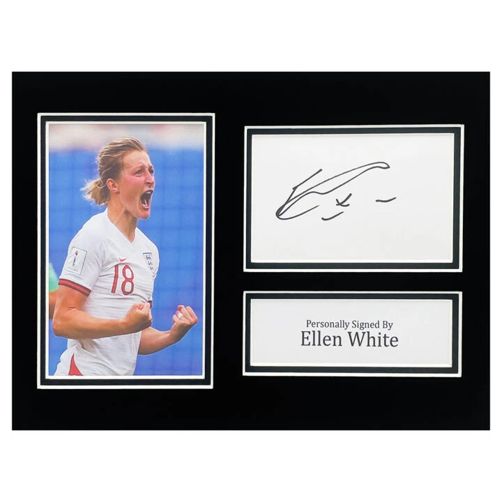 Signed Ellen White Photo Display - 12x8 England Lioness Icon