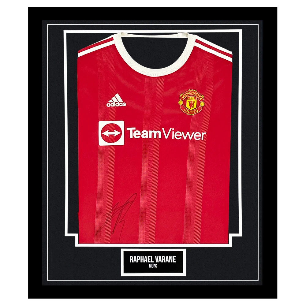 Signed Raphael Varane 'MUFC' Framed Shirt - Manchester United Autograph