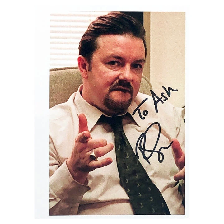 Signed Ricky Gervais Photo - Dedicated to Ash
