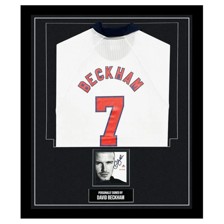 David Beckham Signed Framed Display Shirt - England Autograph