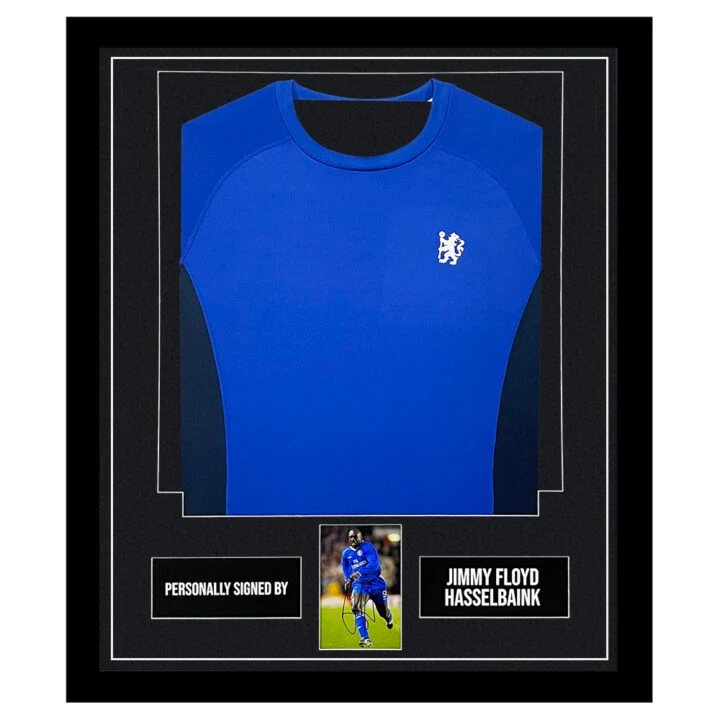 Jimmy Floyd Hasselbaink Signed Framed Display Shirt - Chelsea FC Autograph