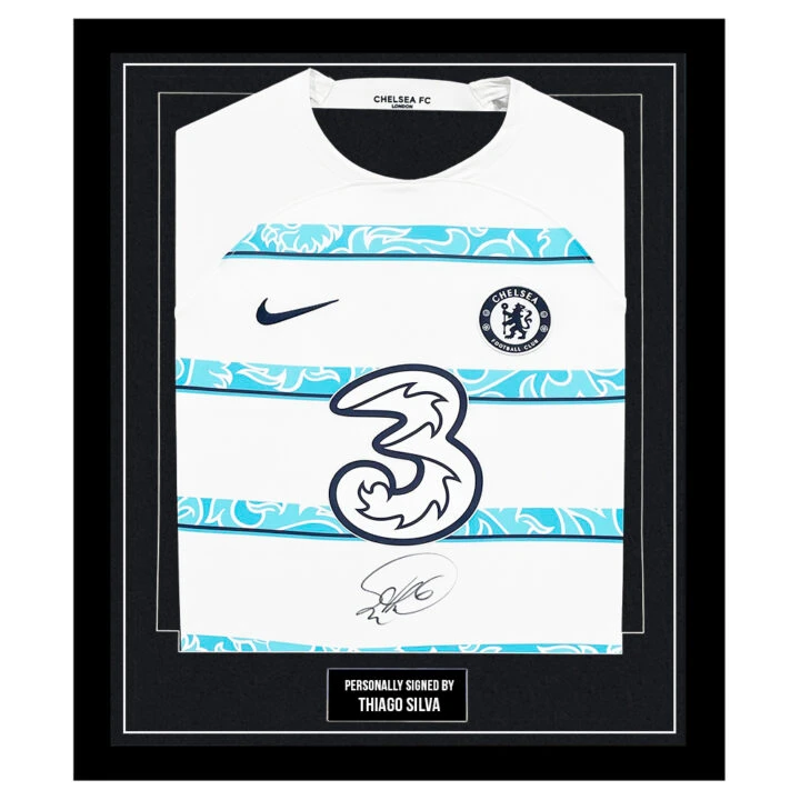 Framed Thiago Silva Signed Shirt - Chelsea FC Autograph