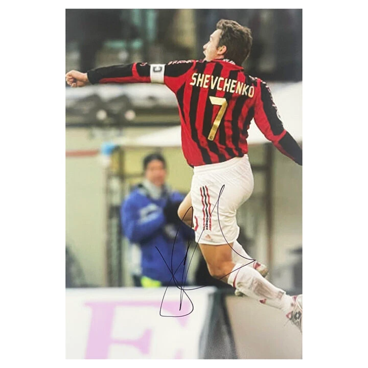 Signed Andriy Shevchenko Poster Photo - 18x12 AC Milan Icon (Pixelated)