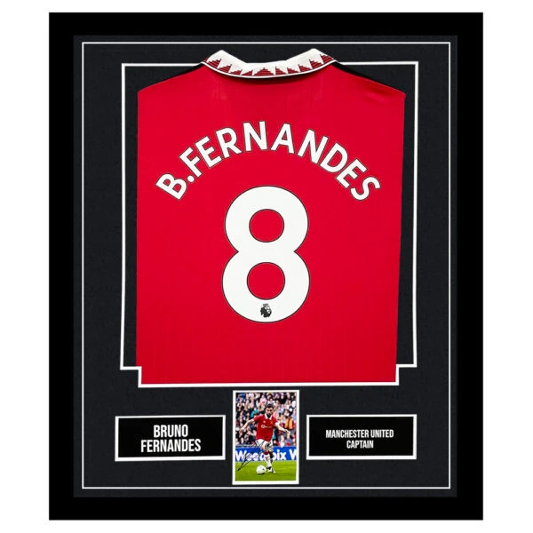 Signed Bruno Fernandes Framed Display Shirt - Manchester United Captain