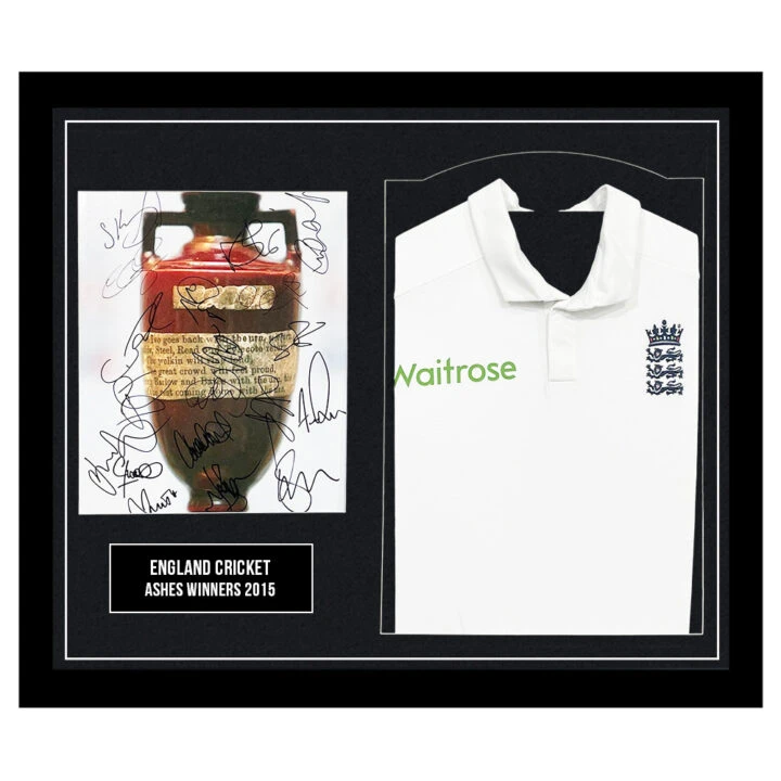 Signed England Cricket Framed Display Shirt - Ashes Winners 2015