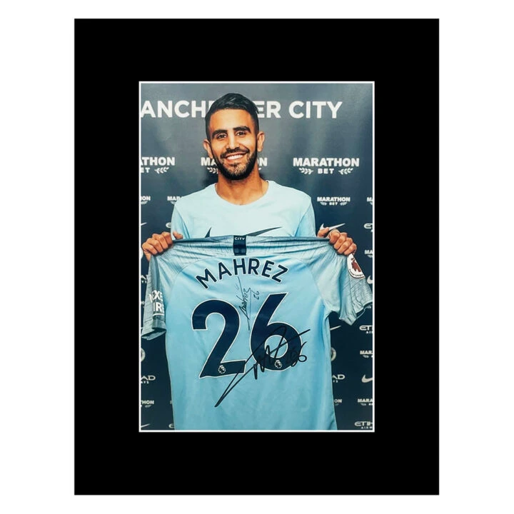 Signed Riyad Mahrez Photo Display - 16x12 Manchester City Icon