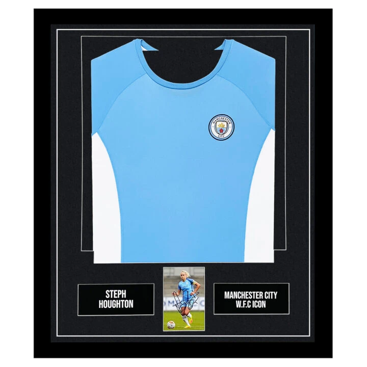 Signed Steph Houghton Framed Display Shirt - Manchester City W.F.C. Icon