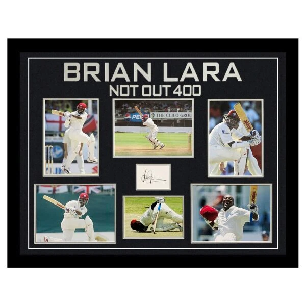 Autograph Brian Lara Photo Display - Framed Not Out 400 World Record