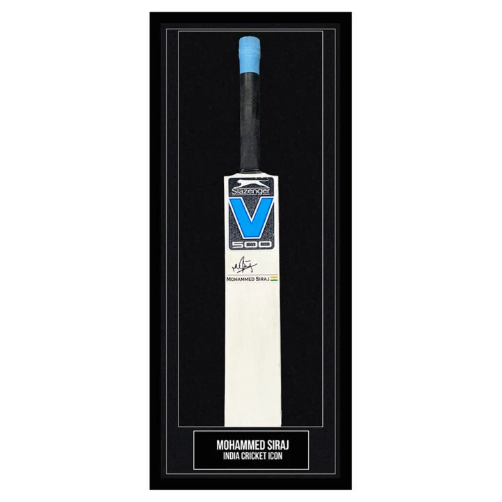 Mohammed Siraj Signed Framed Bat - India Cricket Icon
