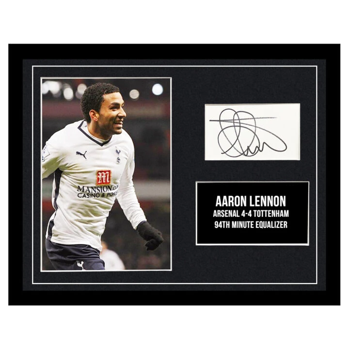 Signed Aaron Lennon Framed Photo Display - 16x12 94th Minute Equaliser