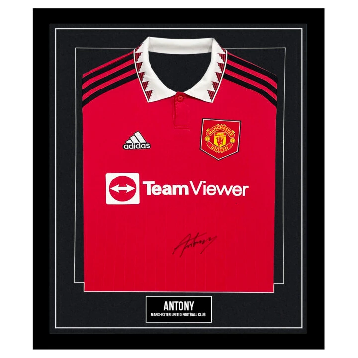 Signed Antony Framed Shirt - Manchester United Football Club