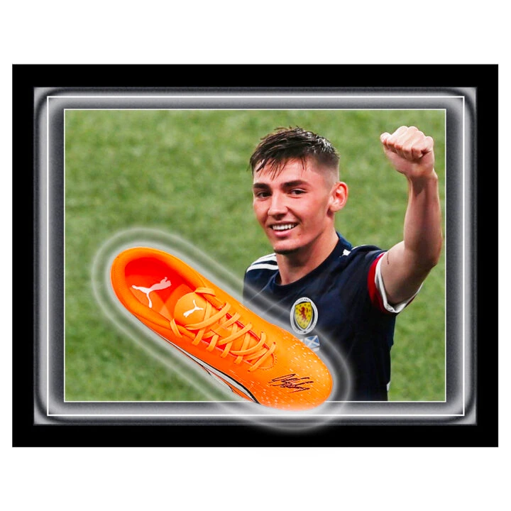 Signed Billy Gilmour Boot Framed Dome - Scotland Icon