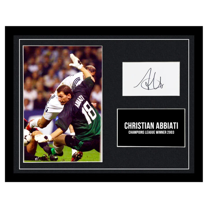 Signed Christian Abbiati Framed Photo Display - 16x12 UCL Winner 2003
