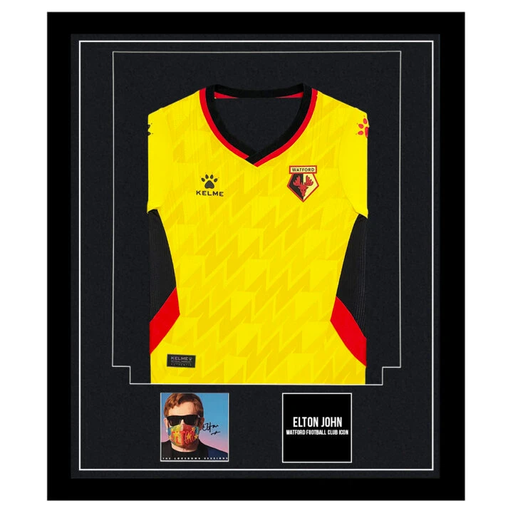 Signed Elton John Framed Display Shirt - Watford Football Club Icon