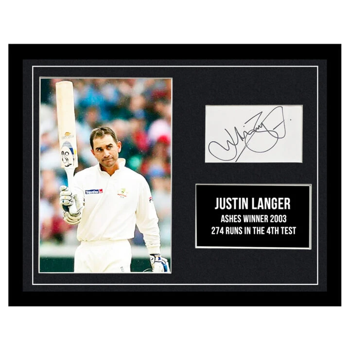 Signed Justin Langer Framed Photo Display - 16x12 Ashes Winner 2003