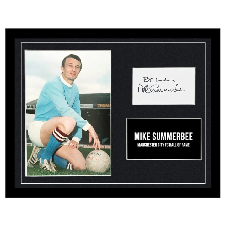 Signed Mike Summerbee Framed Photo Display - 16x12 Manchester City FC