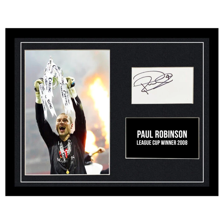 Signed Paul Robinson Framed Photo Display - 16x12 League Cup Winner 2008