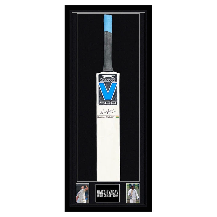 Signed Umesh Yadav Framed Bat - India Cricket Icon