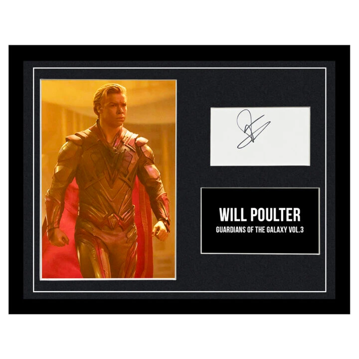 Signed Will Poulter Framed Photo Display - 16x12 Guardians Of The Galaxy Vol.3