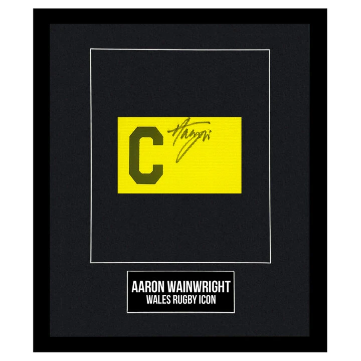 Signed Aaron Wainwright Framed Captain Armband - Wales Rugby Icon